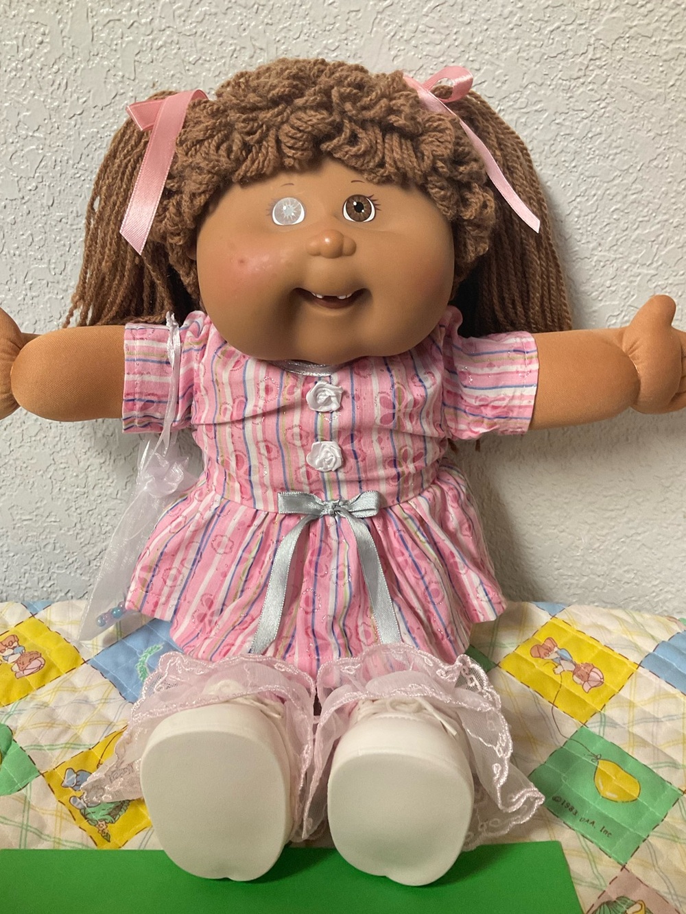 RARE Vintage Cabbage Patch Kid AA Play Along Girl PA-25 Brown Poodle Hair 2004
